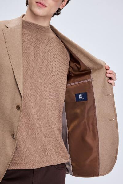 Camel Slim Fit Mono Yaka Casual Ceket - 4