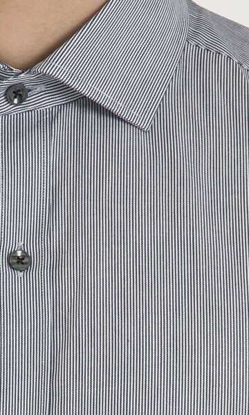 Çizgili Slim Fit Lacivert Gömlek - 11