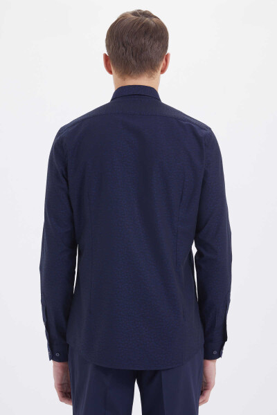 Çizgili Slim Fit Lacivert Gömlek - 3