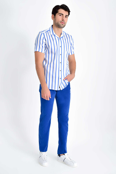 Lacivert Çizgili Slim Fit Gömlek - 2