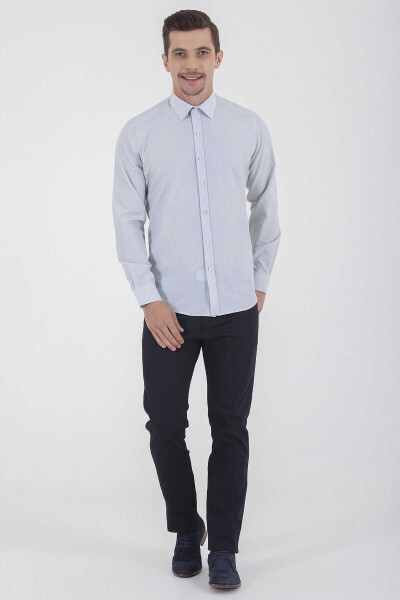 Yeşil Çizgili Slim Fit Gömlek - 2