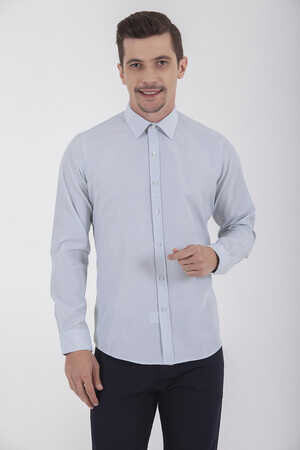 Yeşil Çizgili Slim Fit Gömlek - 6