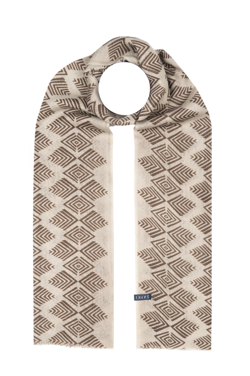 Desenli 100% Yün Atkı - Hatem Saykı