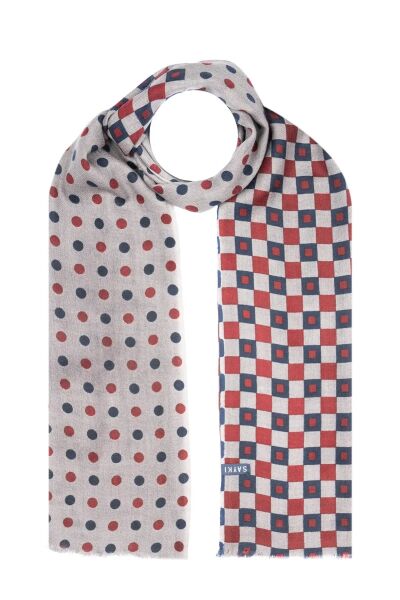 Desenli 100% Yün Atkı - 1