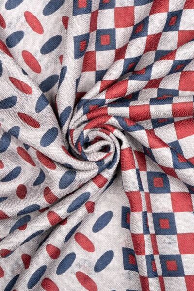 Desenli 100% Yün Atkı - 2