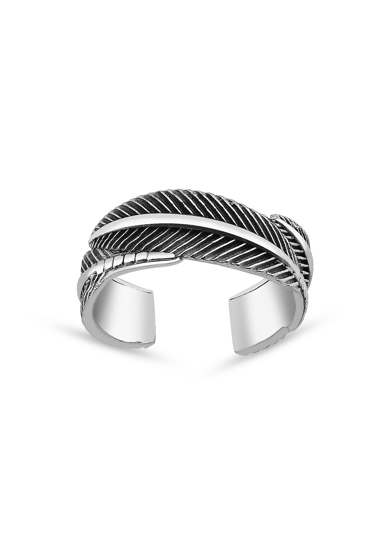 Tüy Desenli Ayarlanabilir Erkek Yüzük - 1