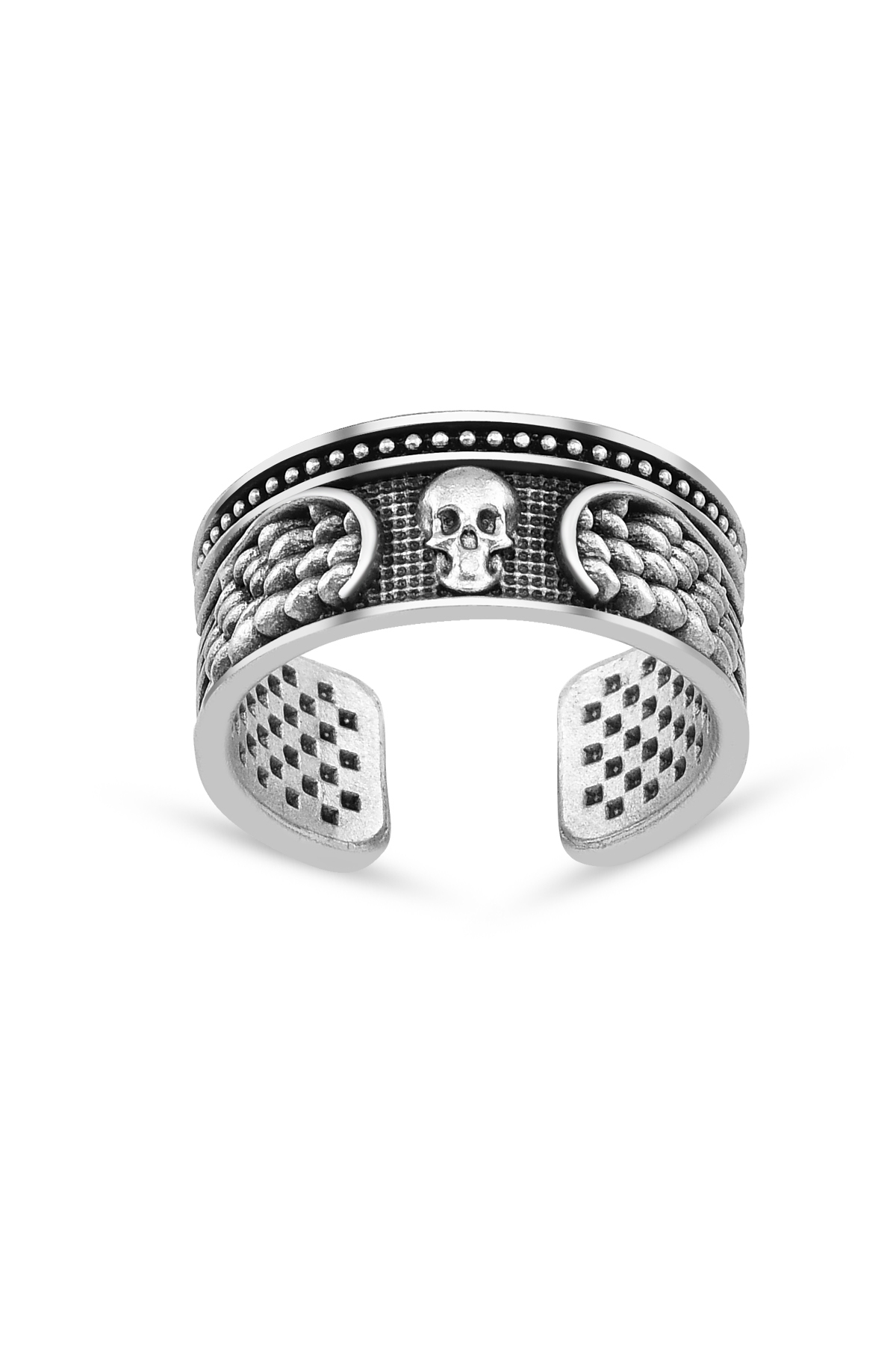 Kurukafa Desenli Ayarlanabilir Erkek Yüzük - 1