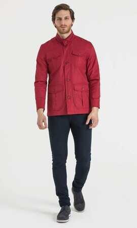 Desenli Baharlık Kırmızı Mont - 6