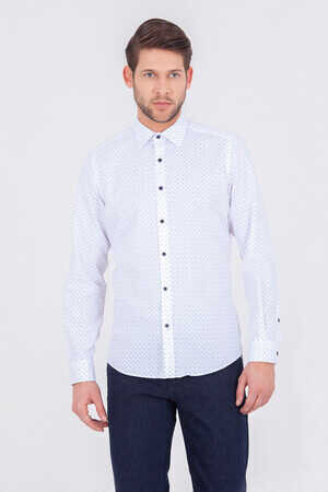 BORDO B Desenli Slim Fit Gömlek - 6