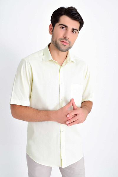 Bej Desenli Klasik Gömlek - 1