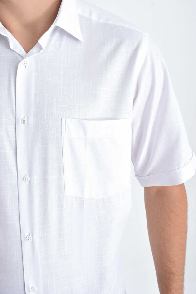 Kısa Kol Beyaz Desenli Gömlek - 5