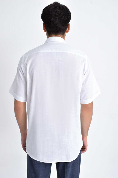 Kısa Kol Beyaz Desenli Gömlek - 4