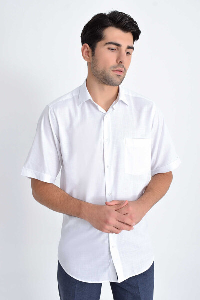 Kısa Kol Beyaz Desenli Gömlek - 3