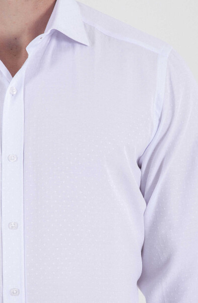 Beyaz Desenli Klasik Gömlek - 4