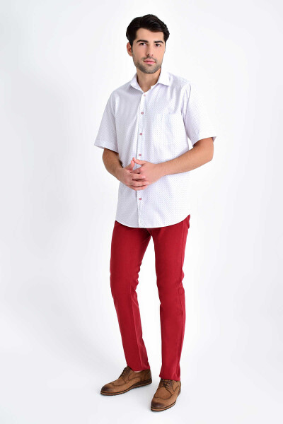 Desenli Klasik Bordo Gömlek - 2