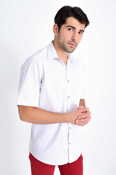 Desenli Klasik Bordo Gömlek - 1