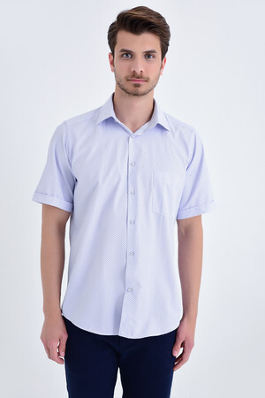 Desenli Klasik Lacivert Gömlek - 5