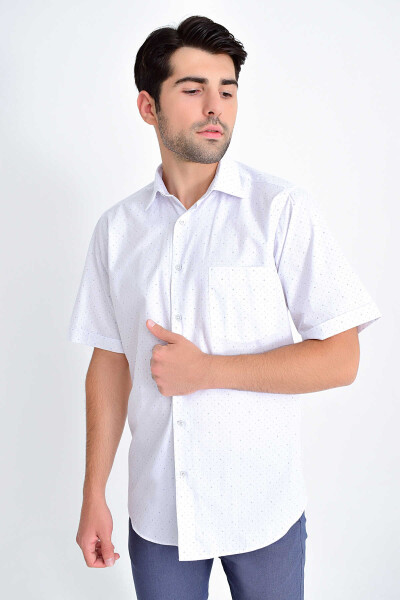 Desenli Klasik Lacivert Gömlek - 1