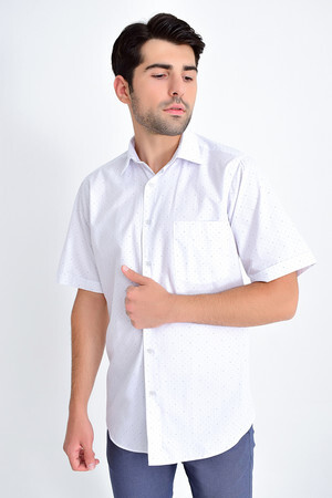 Desenli Klasik Lacivert Gömlek - 5