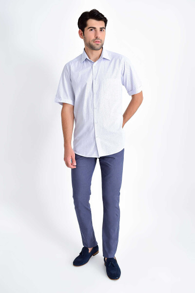 Desenli Klasik Lacivert Gömlek - 2