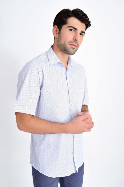 Desenli Klasik Lacivert Gömlek - 1