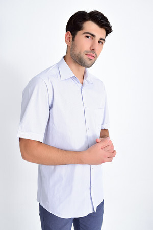 Desenli Klasik Lacivert Gömlek - 5