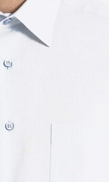 Desenli Klasik Mavi Gömlek - 5