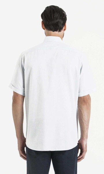 Desenli Klasik Mavi Gömlek - 4