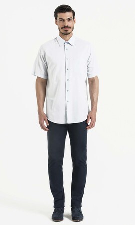 Desenli Klasik Mavi Gömlek - 6