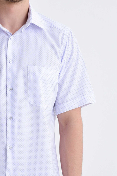 Desenli Klasik Mavi Gömlek - 5