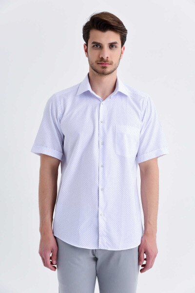 Desenli Klasik Mavi Gömlek - 1