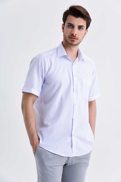 Desenli Klasik Mavi Gömlek - 3