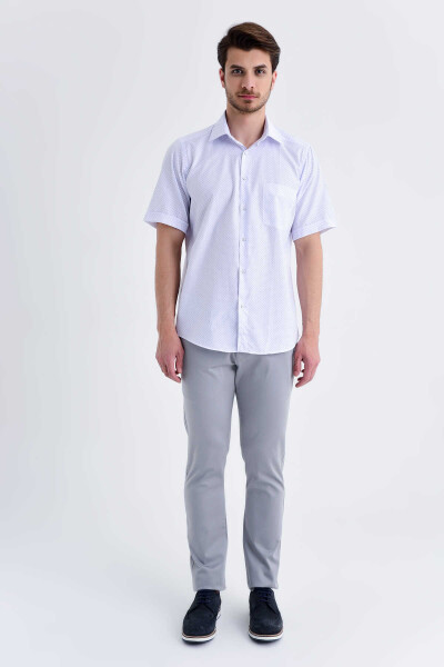 Desenli Klasik Mavi Gömlek - 2