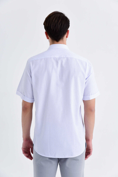 Desenli Klasik Mavi Gömlek - 4