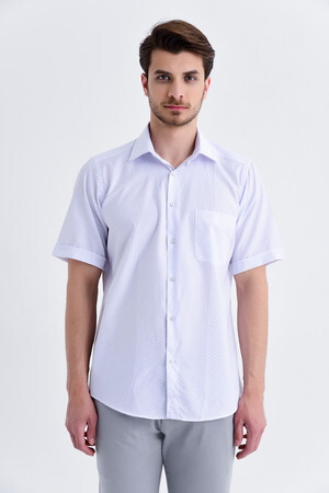 Desenli Klasik Mavi Gömlek - 7