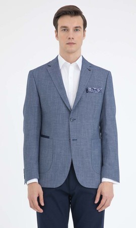 Desenli Lacivert Dinamik Ceket - 5