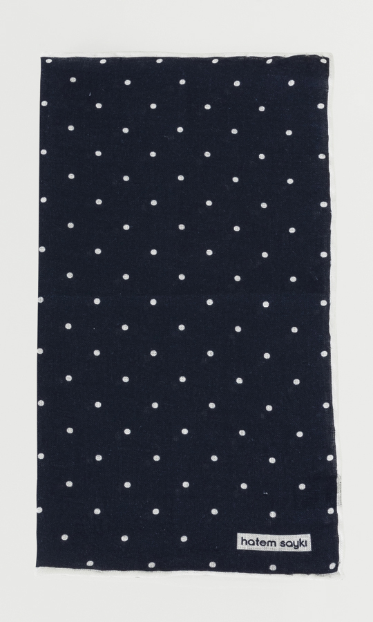 Desenli Lacivert Mendil - 7