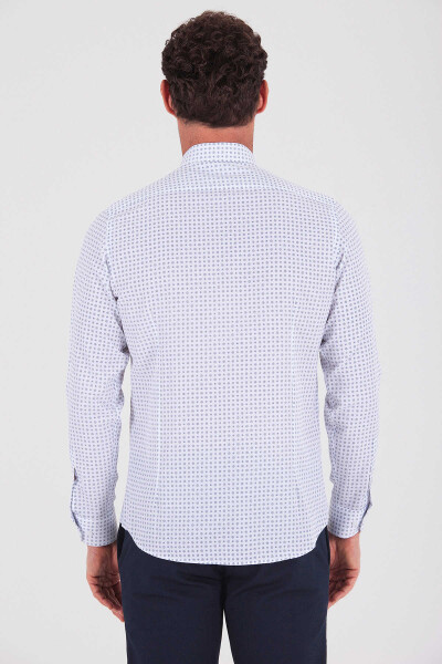 Desenli Lacivert Slim Fit Gömlek - 4