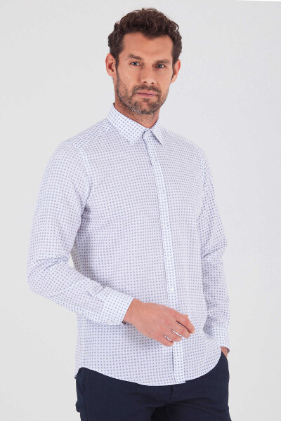 Desenli Lacivert Slim Fit Gömlek - 7