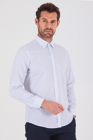 Desenli Lacivert Slim Fit Gömlek - 12