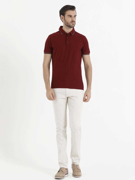 Bordo Desenli Polo Yaka Tişört - 2