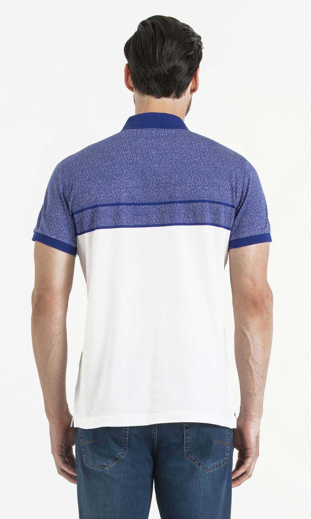 Lacivert Blok Desenli Polo Yaka Tişört - 4