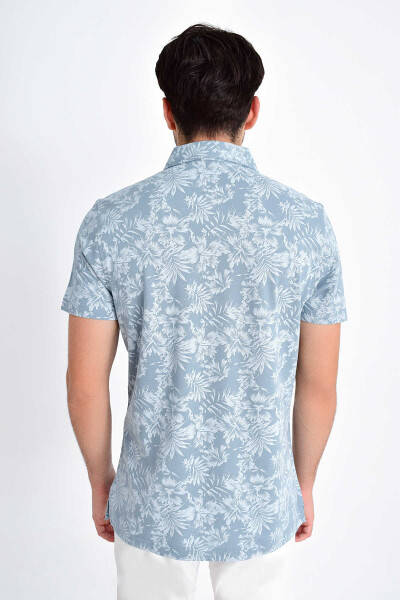 Mavi Desenli Polo Yaka T-shirt - 3