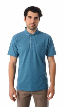 Mavi Polo Yaka Basic Tişört - Thumbnail