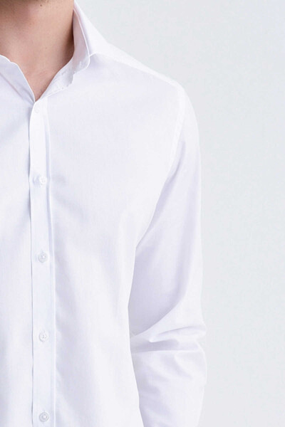 Desenli Regular Beyaz Gömlek - 4