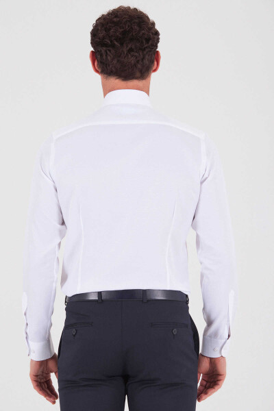 Desenli Regular Beyaz Gömlek - 4