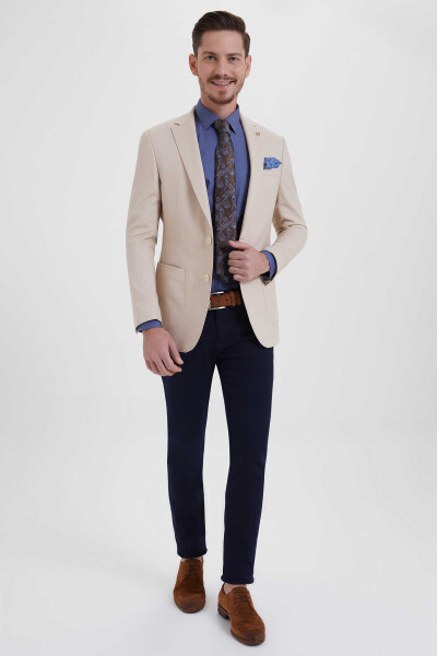 Bej Slim Fit Blazer Ceket - 2