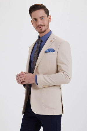 Bej Slim Fit Blazer Ceket - 6