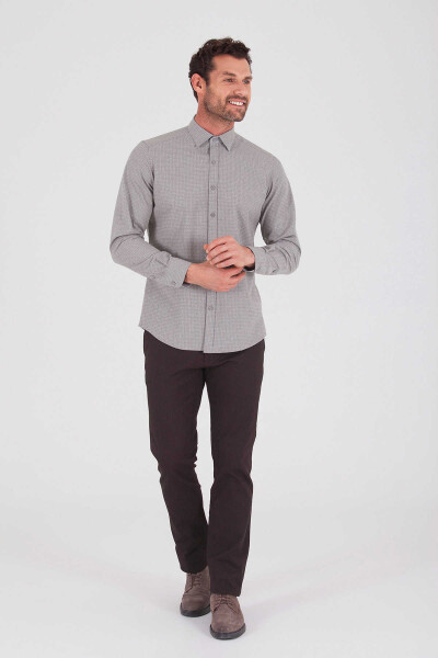 Desenli Slim Fit Bej Gömlek - 2