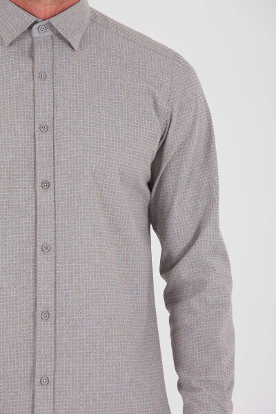 Desenli Slim Fit Bej Gömlek - 5
